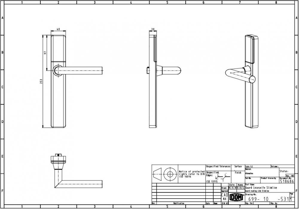 Dom Guard Slimline technische tekening